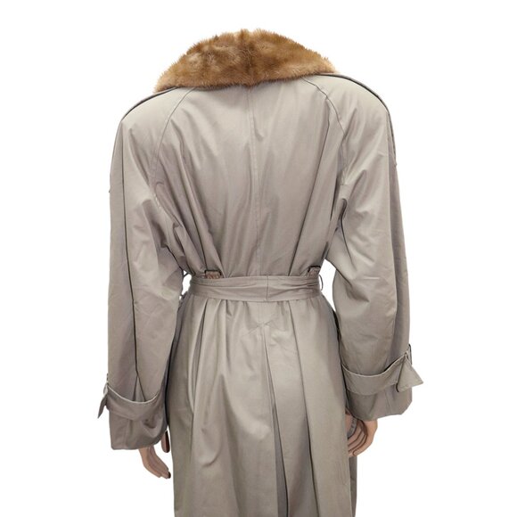 TIMELESS Vintage Classic Belted Trench Coat with Fur Collar M-L - Picture 6 of 8